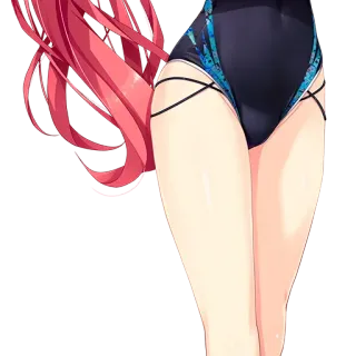 👙 swimsuit, anime, red hair, thighs, female whatsapp sticker