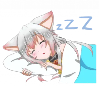 😴 ZZZ anime, chica gato, adormilado, zzz, lindo, kawaii, manga, sueño telegram sticker