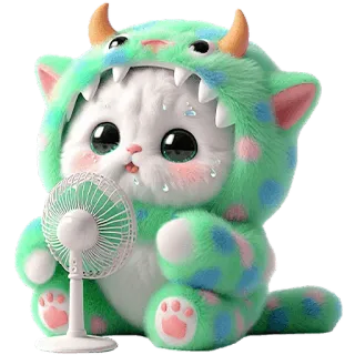 🥵 carino, gatto, mostro, fan, sudato, kawaii telegram sticker