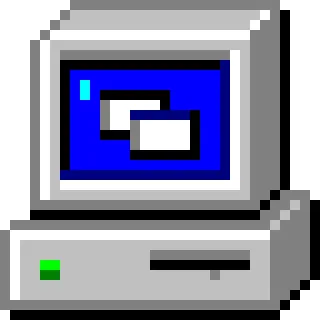 💾 Komputer, Retro, Pixel art, Vintage, Technologia, Lata 90, Desktop, PC telegram sticker
