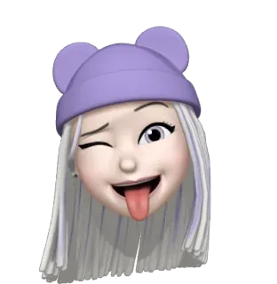😜 nhãn dán, emoji, lưỡi, nháy mắt, nhân vật, cô gái whatsapp sticker