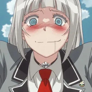 😀 anime, character, girl, red tie, uniform, sweating telegram sticker