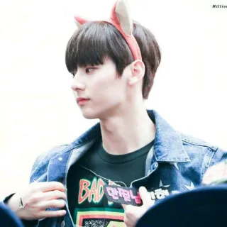 🍀 BAD hombre, coreano, diadema, casual, chaqueta vaquera, camiseta telegram sticker