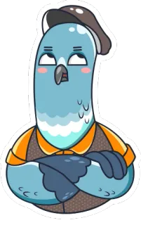 😒 piccione, cartone animato, animale, uccello, cappello, divertente, carino telegram sticker