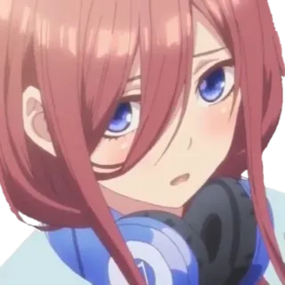 🙄 Miku Nakano The Quintessential Quintuplets anime, girl, headphones, cute, miku nakano, the quintessential quintuplets telegram sticker