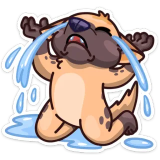 😭 cartoon, animal, dog, crying, sad, tears, distressed whatsapp sticker