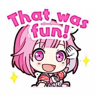 🪸 That was fun! carino, anime, rosa, divertente, scintillio, ragazza, allegro telegram sticker