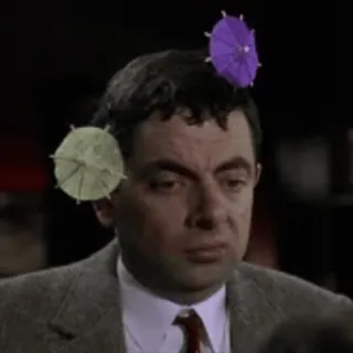 🍹 Mr. Bean mr bean, funny, comedy, man, umbrellas, portrait whatsapp sticker