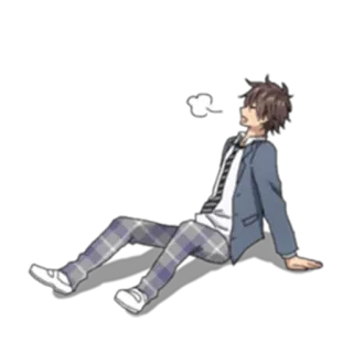 😩 anime, exhausted, student, character, sitting, anime character telegram sticker
