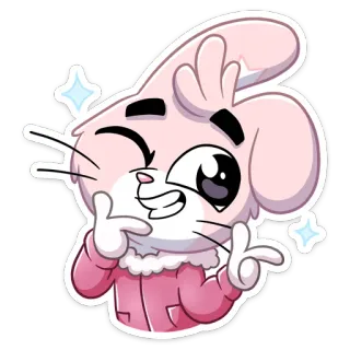 😉 Dessin animé, Lapin, Animal, Mignon, Clin d'œil, Étincelle telegram sticker