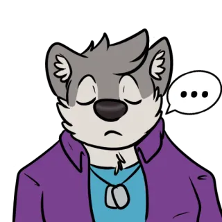 😞 Furry, Animal, Dessin animé, Anthropomorphe, Personnage, Loup, Réflexion whatsapp sticker