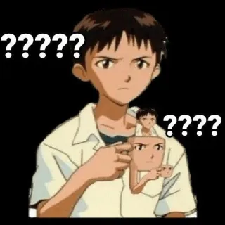 🌟 Shinji Ikari Neon Genesis Evangelion ?????? Anime, Verwirrung, Meme, Frage telegram sticker