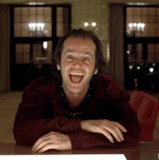 😆 Jack Torrance The Shining Horror, Film, Jack Nicholson, The Shining, gruselig, verrückt, Overlook Hotel telegram sticker