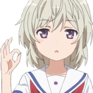 👌 애니메이션, 여자, 캐릭터, OK 제스처, 표정, 교복 telegram sticker