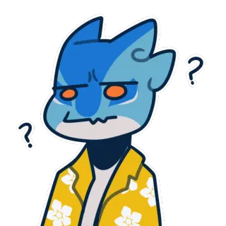 ❓ Cartoon, Figur, Sticker, Frage, Blau, Verwirrt whatsapp sticker