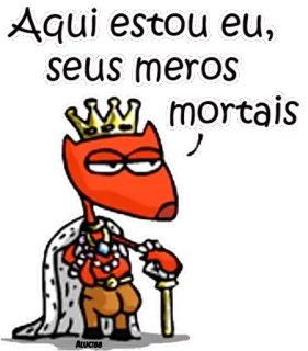 😌 Aqui estou eu, seus meros mortais dessin animé, roi, couronne, arrogant, anthropomorphe, animal telegram sticker