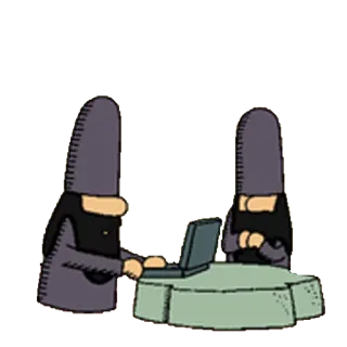 🤔 wizard, computer, desk, cartoon, magic, staff telegram sticker