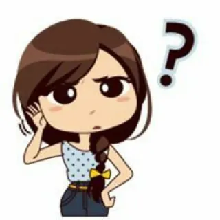 🤔 คำถาม, สับสน, คิด, การ์ตูน, ผู้หญิง, เด็กผู้หญิง telegram sticker