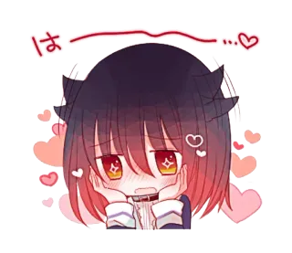 ❤ は...♡ anime, lindo, corazones, kawaii, sonrojado whatsapp sticker