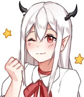 🤩 Anime, Démon, Fille, Étoiles, Clin d'oeil, Mignon telegram sticker
