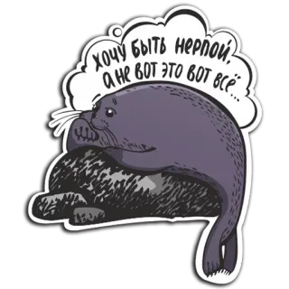😜 хочу быть нерпой, а не вот это вот всё… seal, animal, cute, funny, cartoon whatsapp sticker