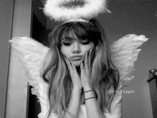 🗞 @Tnrichawm angel, halo, wings, black and white, teen, cute telegram sticker