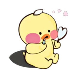 🐥 duck, cute, hearts, lipstick, cartoon, animal telegram sticker
