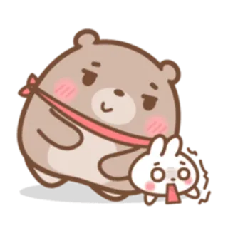 😑 urso, coelho, fofo, animais, adesivo, desenho animado telegram sticker