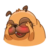 ☺️ 개, 퍼그, 눈 감은, 만화, 동물, 행복한, 귀여운 telegram sticker