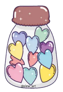 💛 @dew_art 병, 하트, 사랑, 귀여운, 반짝이, 파스텔, 스티커 telegram sticker