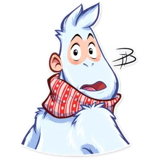 😳 Cartoon, Monster, Winter, Schal, Geschockt, Weiß, Animiert telegram sticker