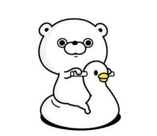 🙂 oso, pato, dibujo animado, animal, ilustración, divertido, pegatina telegram sticker