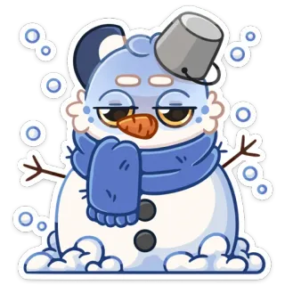 ⛄️ ตุ๊กตาหิมะ, ฤดูหนาว, หิมะ, น่ารัก, การ์ตูน, เทศกาล, หมี whatsapp sticker