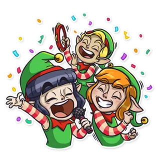 🎤 elfo, natal, feriado, desenho animado, cantando, celebração, festivo telegram sticker