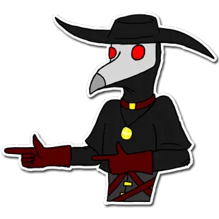 👈 Dokter wabah, Menunjuk, Kartun, Topeng, Topi telegram sticker