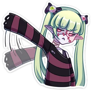👋 动漫女孩, 僵尸, 粉彩哥特, 哥特, 可爱, 贴纸, Emo whatsapp sticker