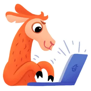 💻 llama, hewan, laptop, komputer, kartun, lucu telegram sticker