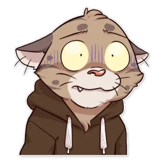 😨 chat, animal, dessin animé, mignon, inquiet, autocollant telegram sticker