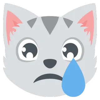 😹 chat, triste, larme, emoji, félin, gris whatsapp sticker