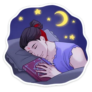 😴 睡眠, 夜, 月, 星, 読書, 本, 夢 whatsapp sticker