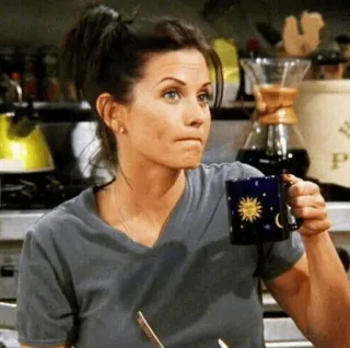 ☕ Monica Geller Friends Monica Geller, Przyjaciele, kawa, kubek, Courteney Cox telegram sticker