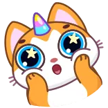 🤩 kat, eenhoorn, schattig, sticker, cartoon telegram sticker