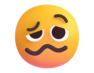 🥴 อิโมจิ, หน้า, สีหน้า, เศร้า, กังวล, สีเหลือง telegram sticker