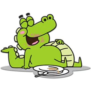 😅 cartoon, alligator, food, hungry, cute telegram sticker