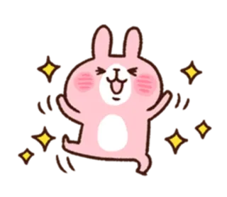 😆 konijn, schattig, kawaii, sticker, dier, roze, vrolijk telegram sticker