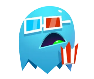 🍿 duch, popcorn, okulary 3D, film, kreskówka, animacja telegram sticker