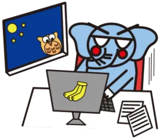 😨 Elefant, Eule, Computer, Banane, Nacht, Sterne telegram sticker