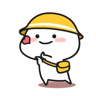 🍼 การ์ตูน, ตัวละคร, น่ารัก, สีเหลือง, หมวกกันน็อก telegram sticker
