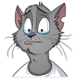 😢 cat, cartoon, animal, sticker, sad, crying whatsapp sticker