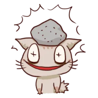 😣 gato, pedra, engraçado, adesivo, animal, desenho animado telegram sticker